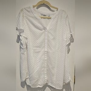 Isaac Mizrahi Ivory Textured Blouse